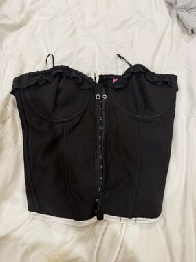 Edikted Black Hook-and-Eye Corset Top